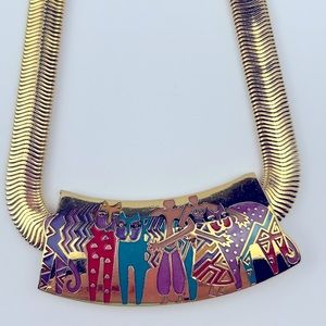 Signed Laurel Burch “Best Friends” Slide Necklace